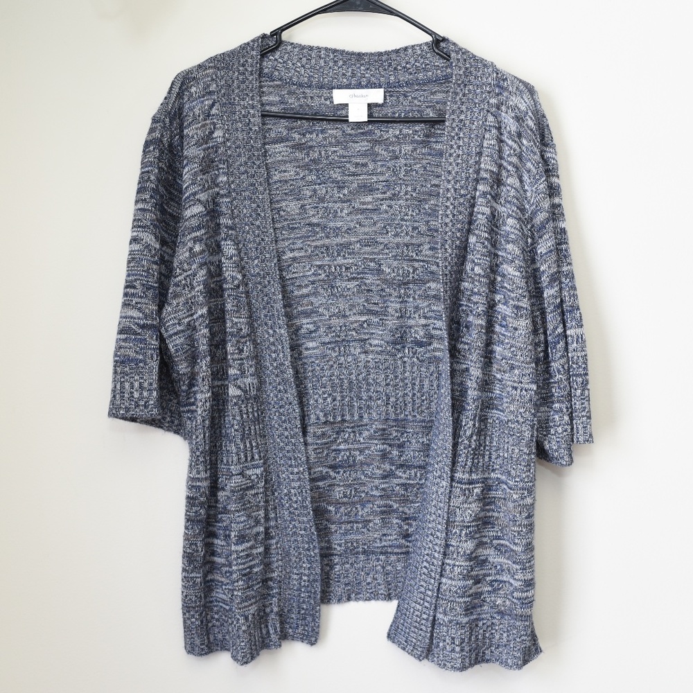 **3/$25**   CJ Banks Lightweight Blue and Gray Cardigan - 1X